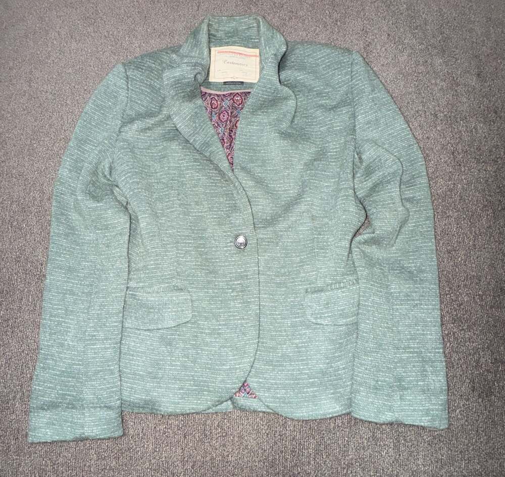 Cartonnier Anthropologie Green Knit Blazer Size L